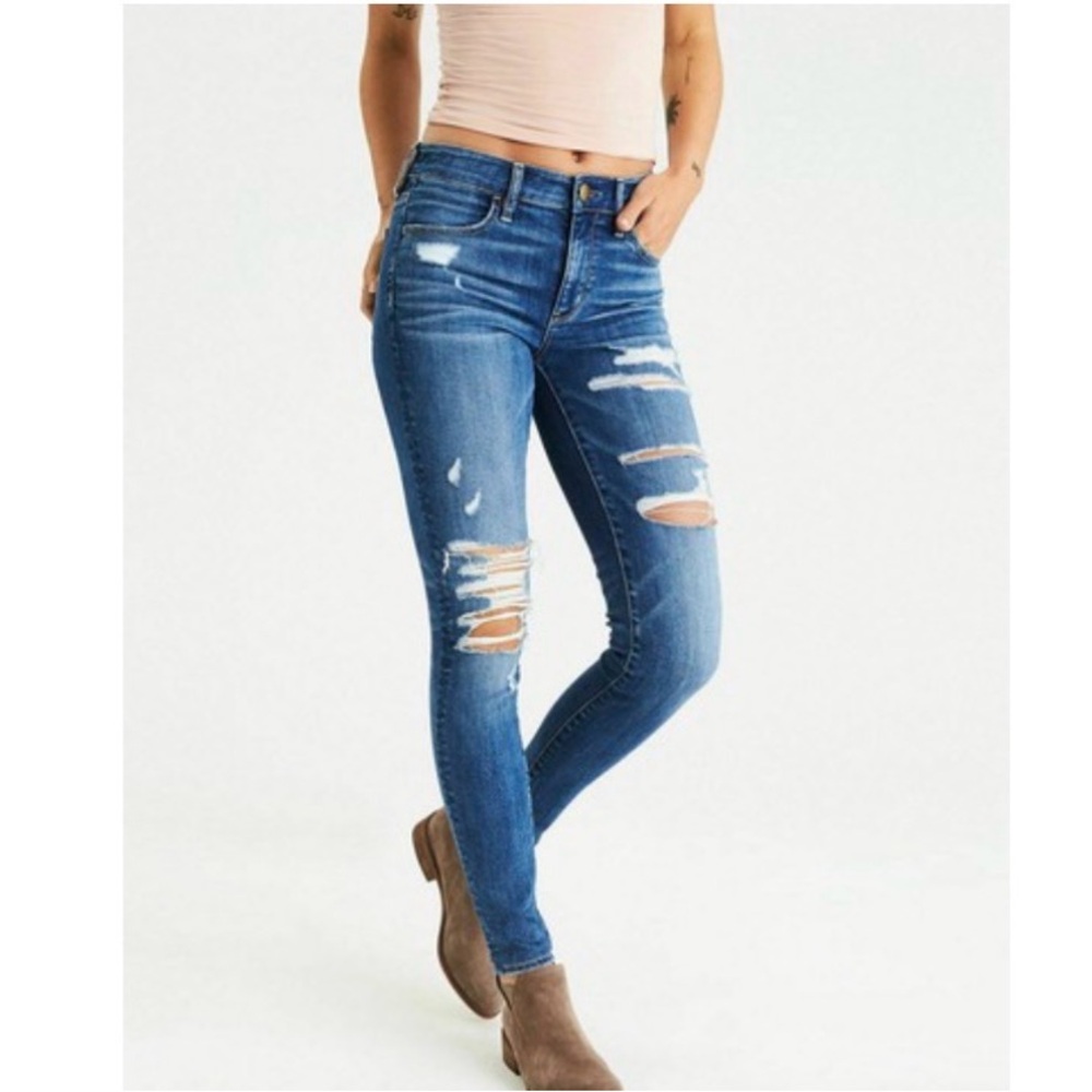 American Eagle distressed hi-rise jeans
